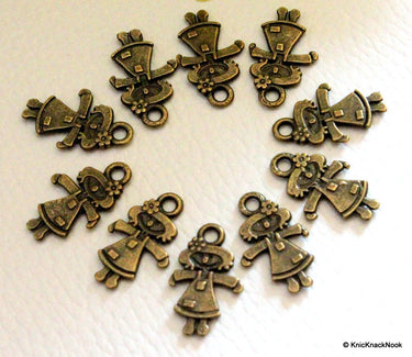 10 x Bronze Tone Girl Charms Pendants 10mm x 16mm